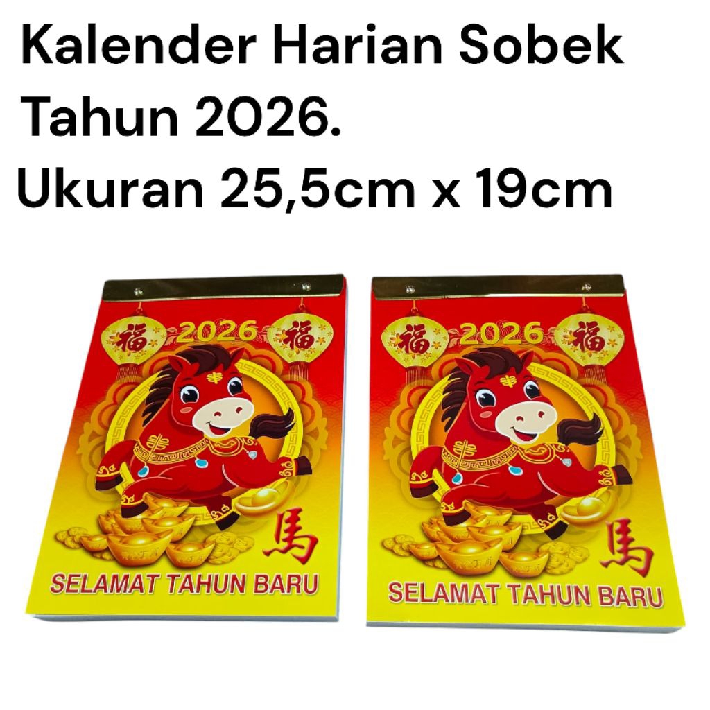 Kalender Harian Sobek Ukuran Sedang Tahun 2026 Dilengkapi dengan Tanggalan Arab, Jawa, Cina.