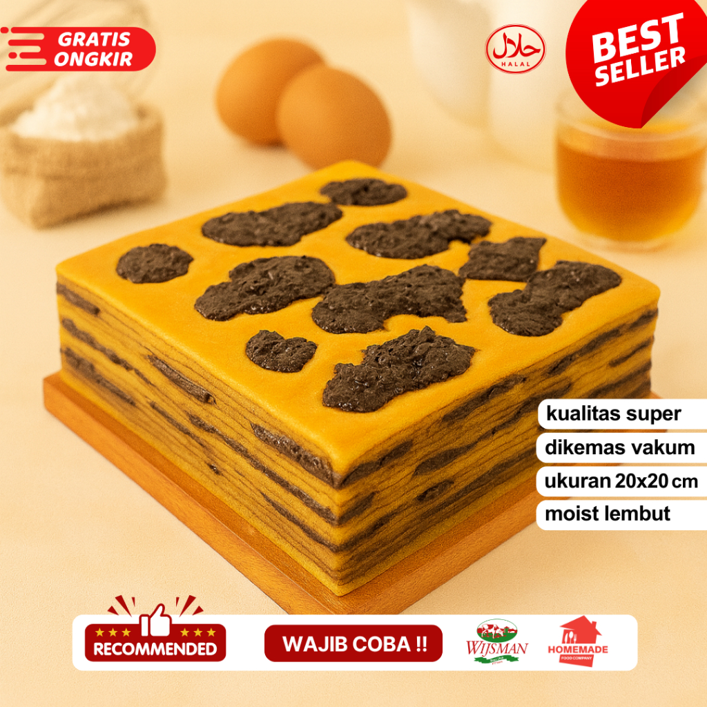 

LAPIS LEGIT PLAM ATAS DALAM SUPER WIJSMAN 20x20 cm kue food cemilan