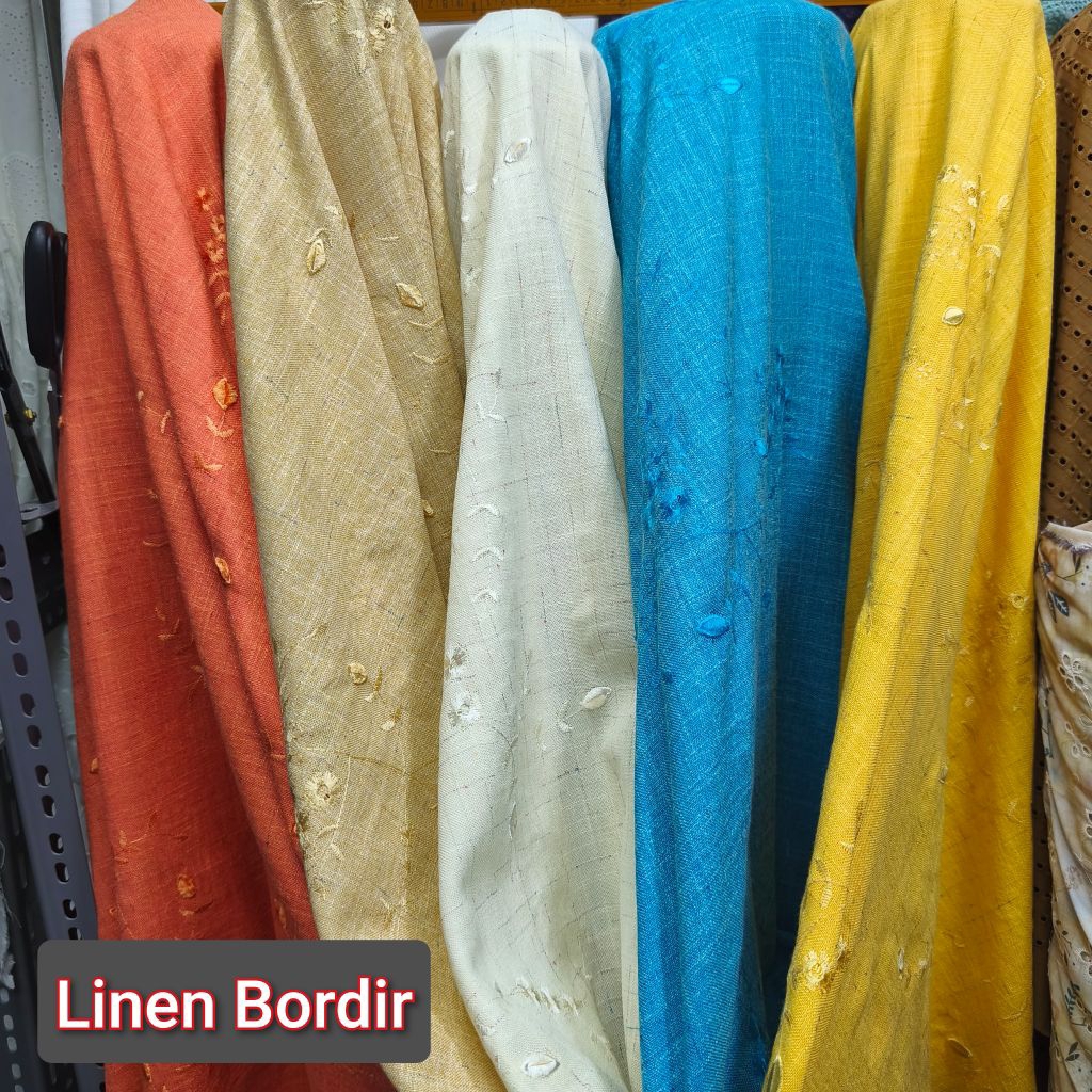 Kain Linen Bordir/Kain Linen Motif Bordir [harga ½ meter]