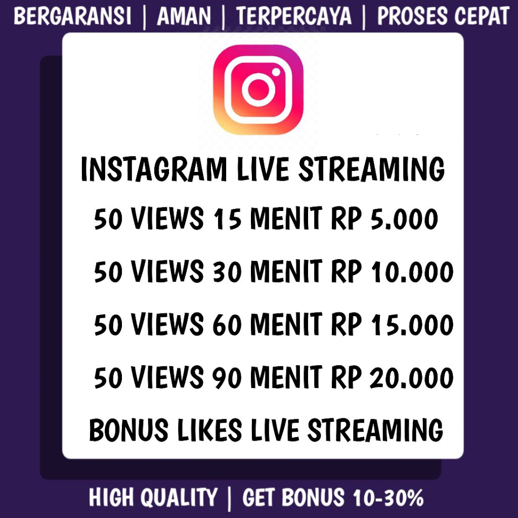 Instagram Live Streaming Termurah Real Aktif Permanen No Drop Bonus++