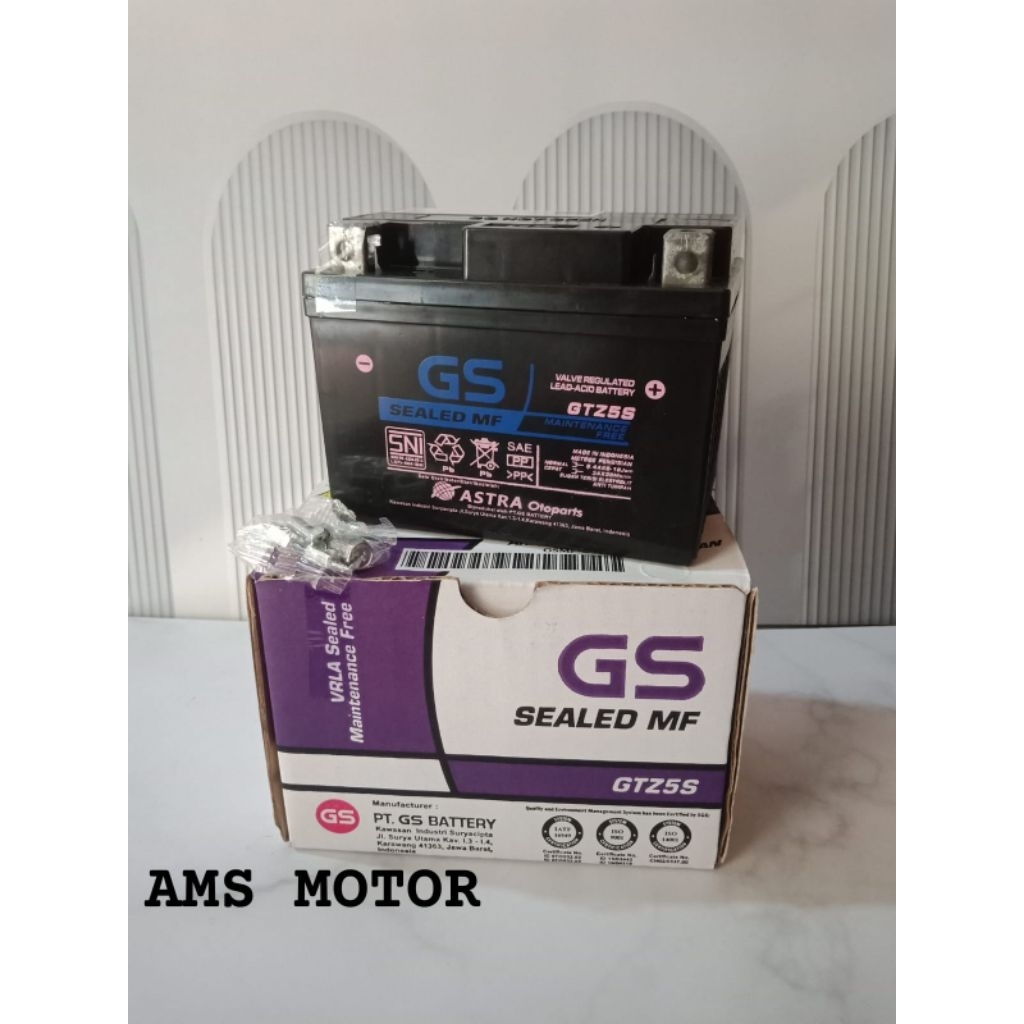 Battery Gs astra ostopart Ori /Aki kering Gs motorcycle GTZ5S Asli Gs 100%