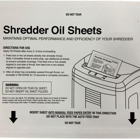 Pelumas Pisau Mesin Penghancur Kertas, Paper Shredder Blade Oil Sheet