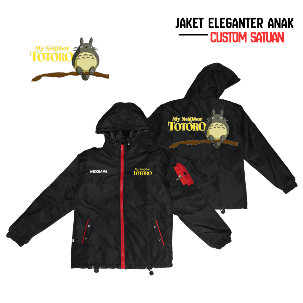 Jaket Anak Custom Karakter Totoro Parasut Wf