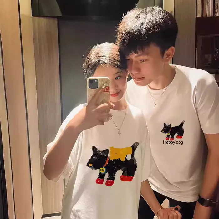 baju couple POODLE PUDEL pasangan doggy lucu gambar anabul kesayangan poddle cowo cewe katun tebal m