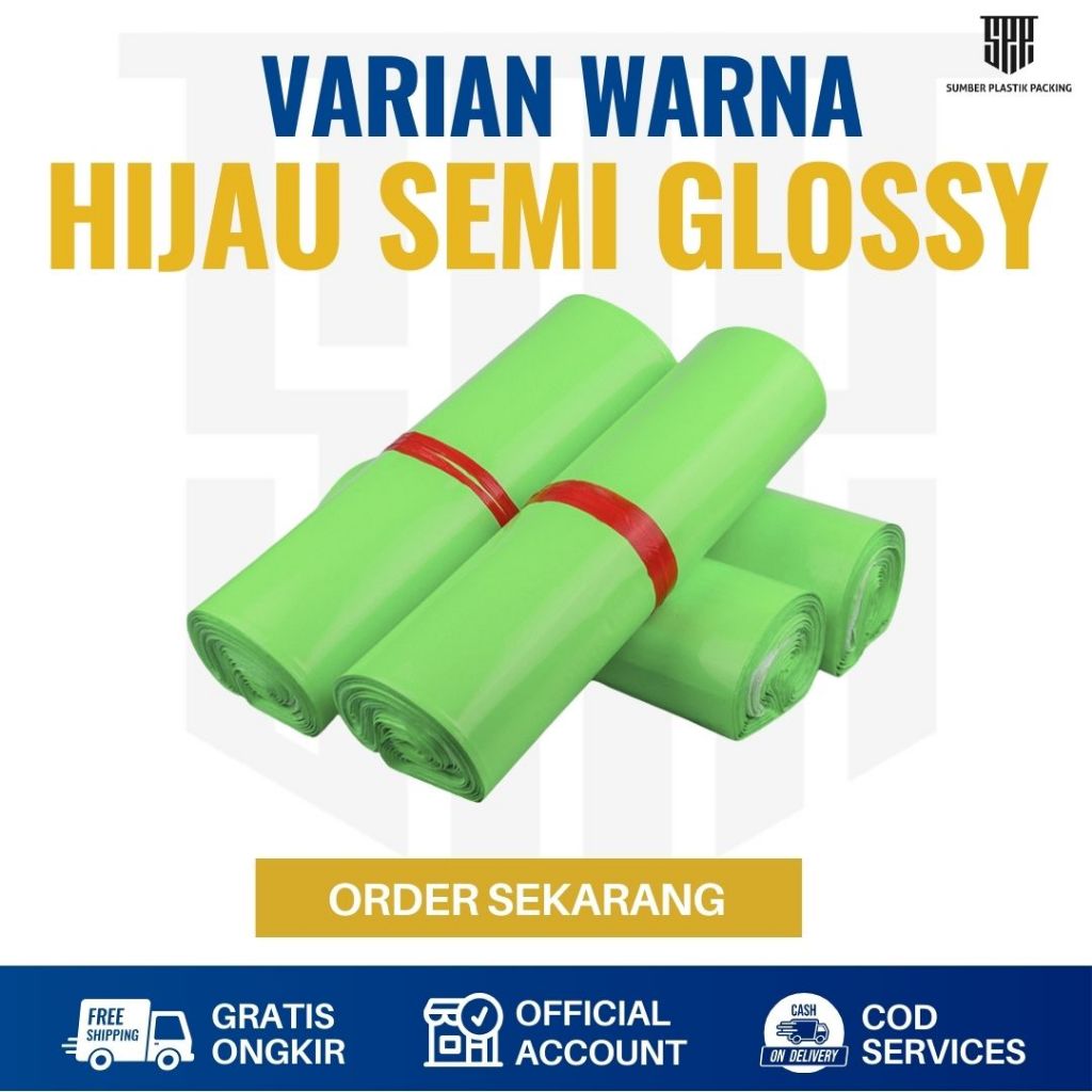 

Plastik Packing Polymailer 17x30 Warna Hijau Semi isi 100 Pcs Murah