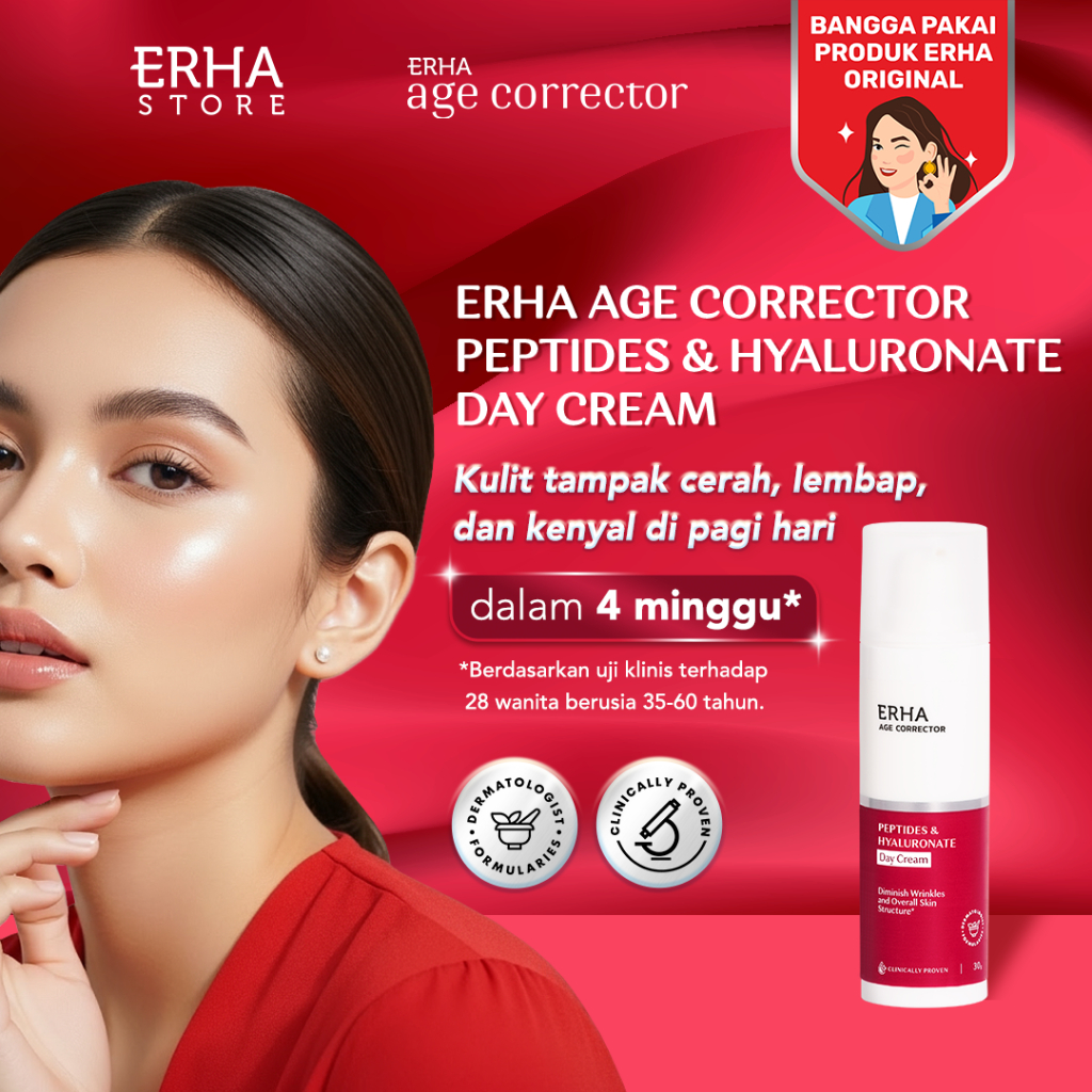 ERHA Age Corrector Peptides & Hyaluronate Day Cream 30g - Pelembap Pagi Anti Aging | Melembabkan | M