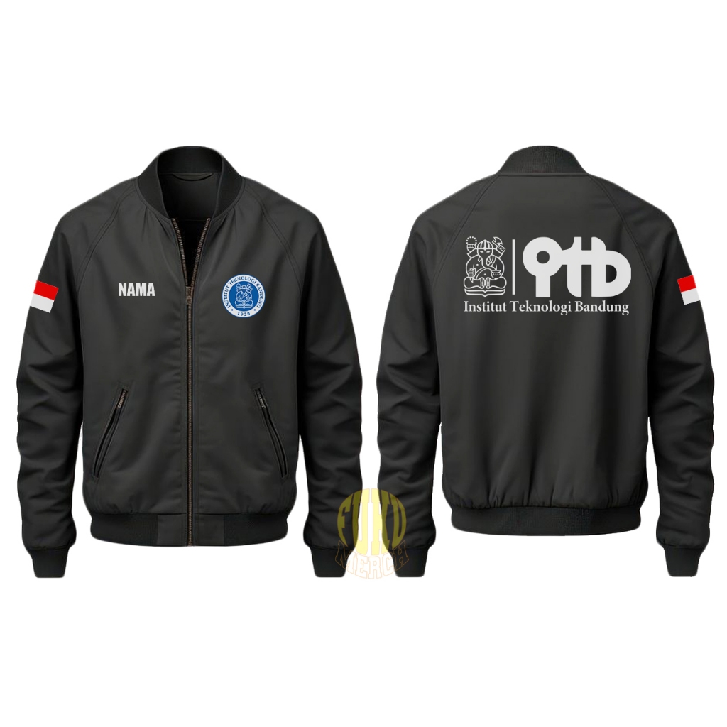 Jaket Bomber Rompi Vest ITB Kaos Lengan Panjang Hitam