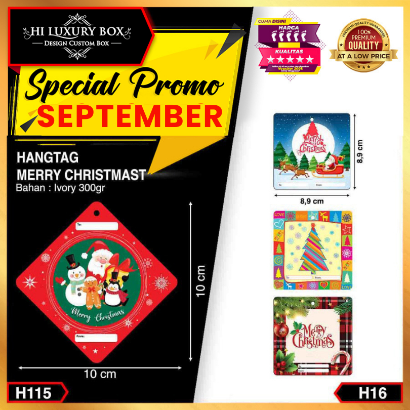 

Hang Tag | Label Baju | Hangtag Natal | Ivory | Murah | 8.9x8.9 Merry Christmas