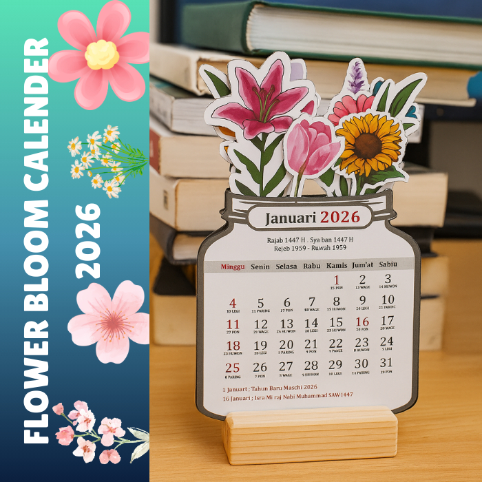 

PROMO KALENDER AESTHETIC 2026 KALENDER MEJA 2026 BLOOMY FLOWER READY STOCK FREE STAND