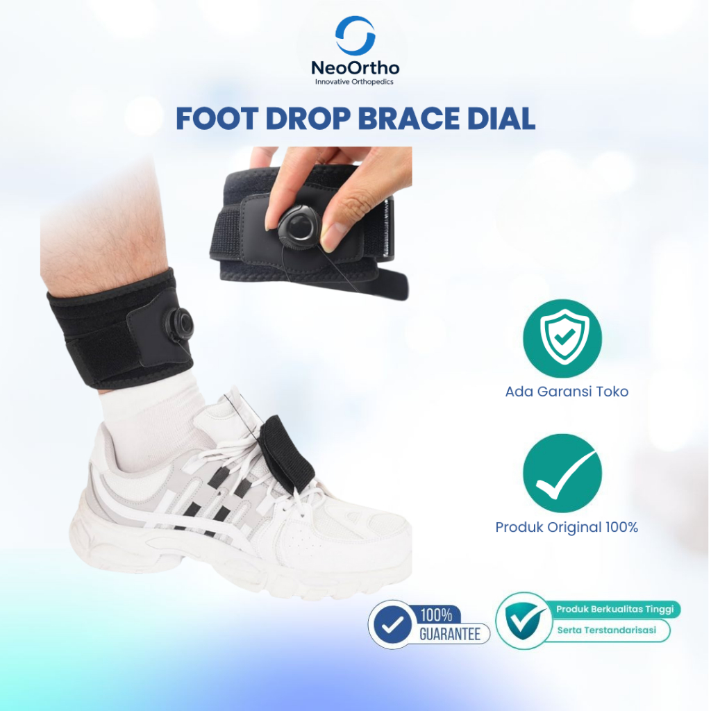 Foot Drop Brace Dial – Penyangga Kaki Lemah – Bisa Pakai Sepatu & Adjustable Tarik
