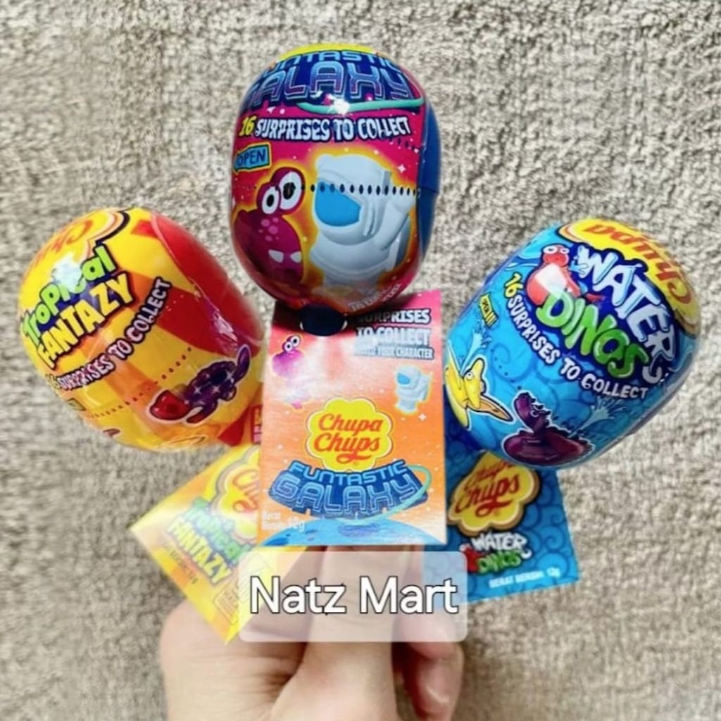 

CHUPA CHUPS Tropical Fantazy , Water Dinos & Fantastic Galaxy Rasa Strawberry (Permen Lollipop + Mainan)12 gr