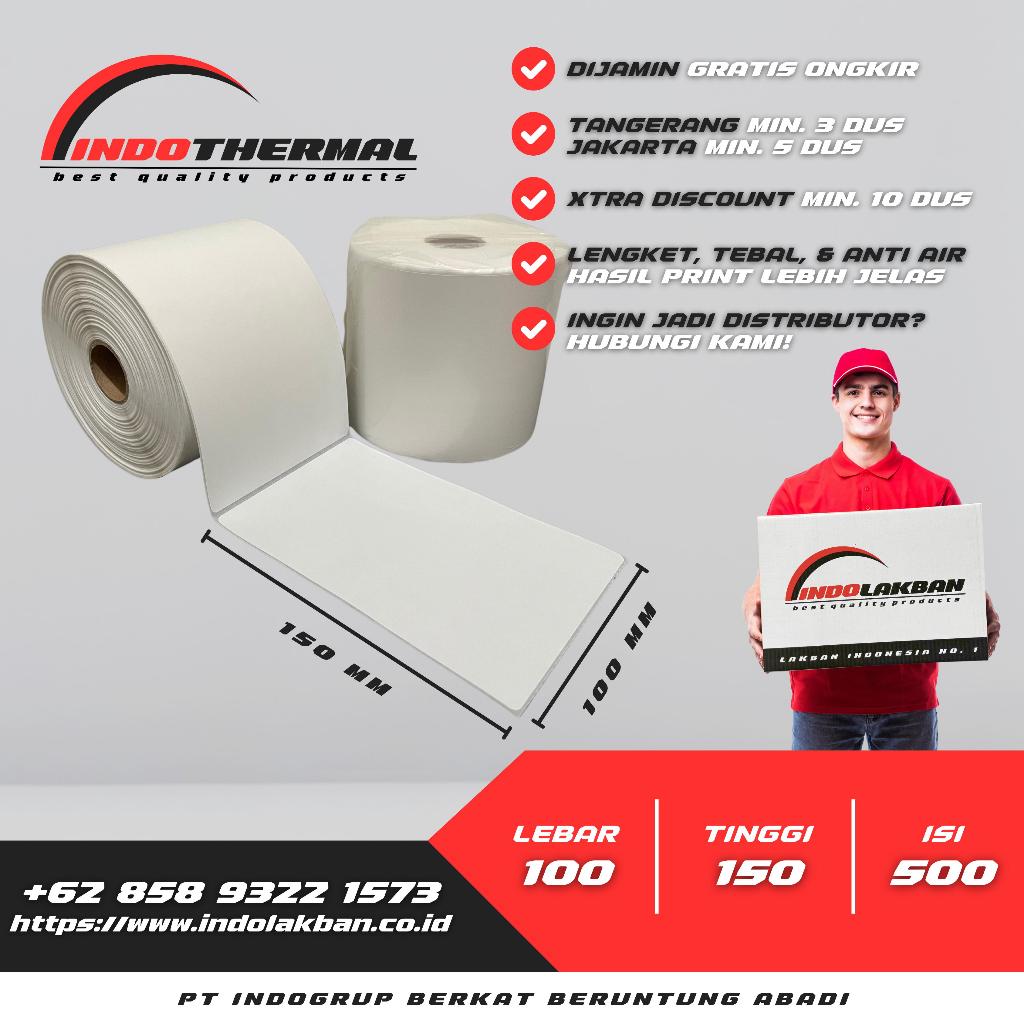

Per Roll - Label Thermal Sticker Roll 100x150 A6 - Isi 500 pcs