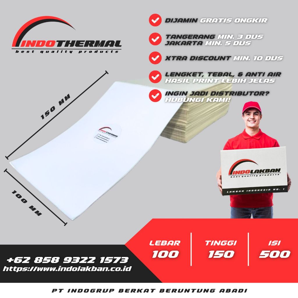 

Per Sheet - Label Thermal Sticker Sheet 100x150 A6 - Isi 500 pcs