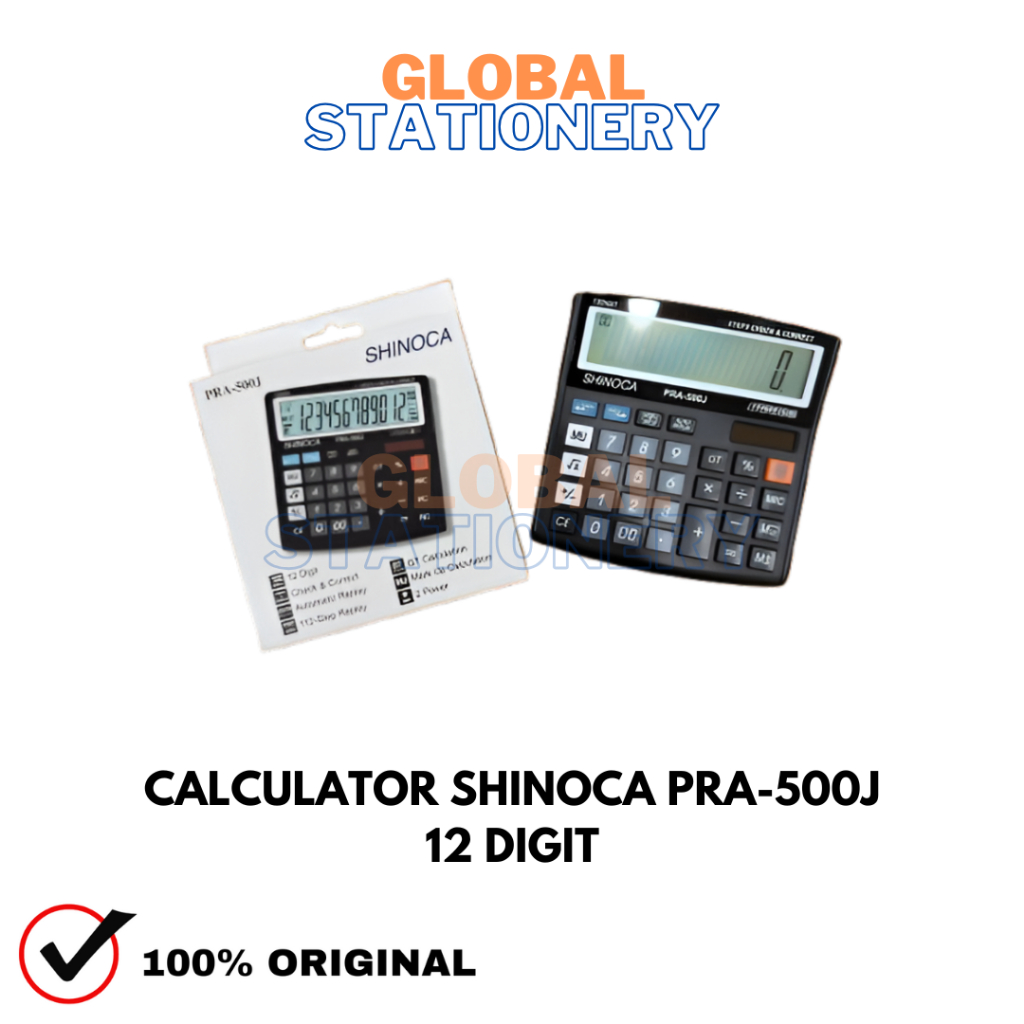 

Calculator Kalkulator Shinoca PRA-500J PRA500J PRA 500J 12 Digit 12 ANGKA ORIGINAL Kalkulator Meja Kalkulator Sayur Kalkulator Dasar