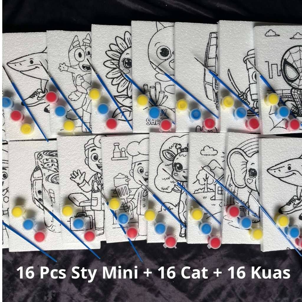 

STYROFOAM LUKIS MINI PAKET LENGKAP 16 PCS GAMBAR+CAT++KUAS
