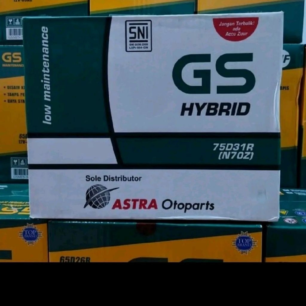 Aki Mobil GS Hybird N70Z / 75D31R 12V 75Ah Aki Mobil Isuzu Traga L300 Canter Truck Engkel Dll