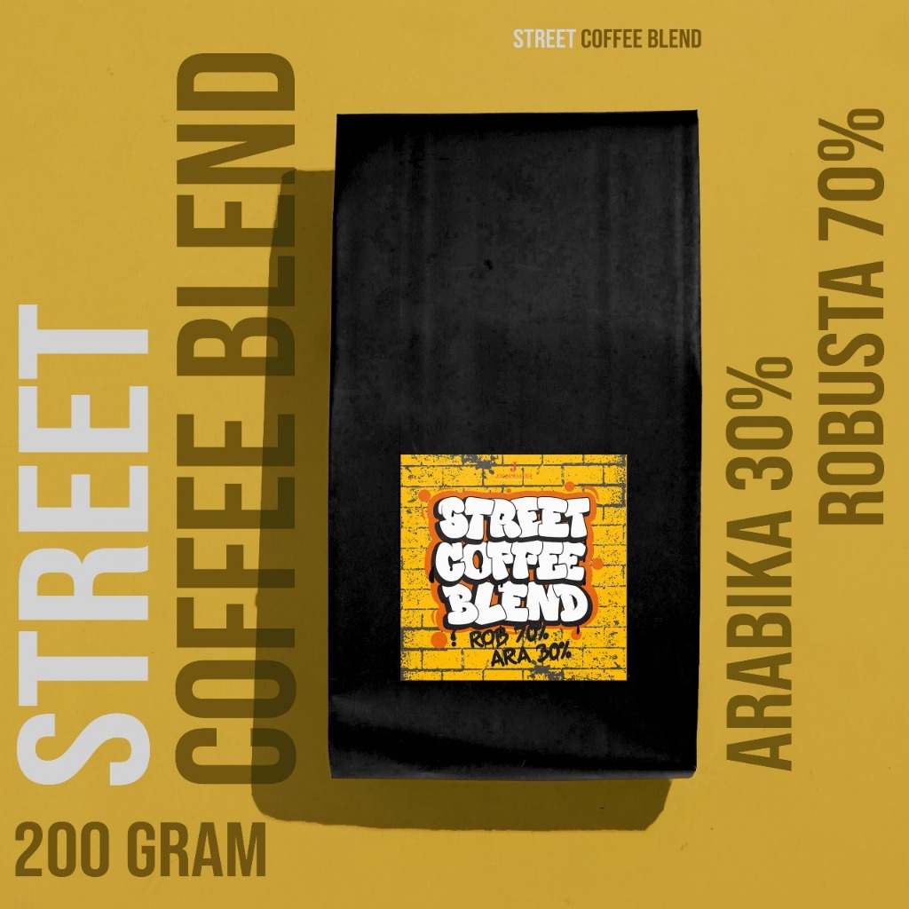 

STREET COFFEE BLEND Arabika Robusta – Fresh Roasted 30% Arabika 70% Robusta 200gr, Biji | Bubuk | Giling | Whole Bean | Jogja Roaster