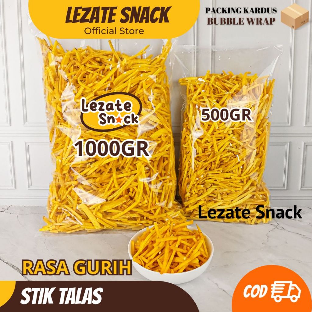 

Kripik Talas 1KG Gurih Asin Kiloan Murah Renyah Enak / Stik Talas Tales Kuning Gurih Asin Snack Lezate Snack