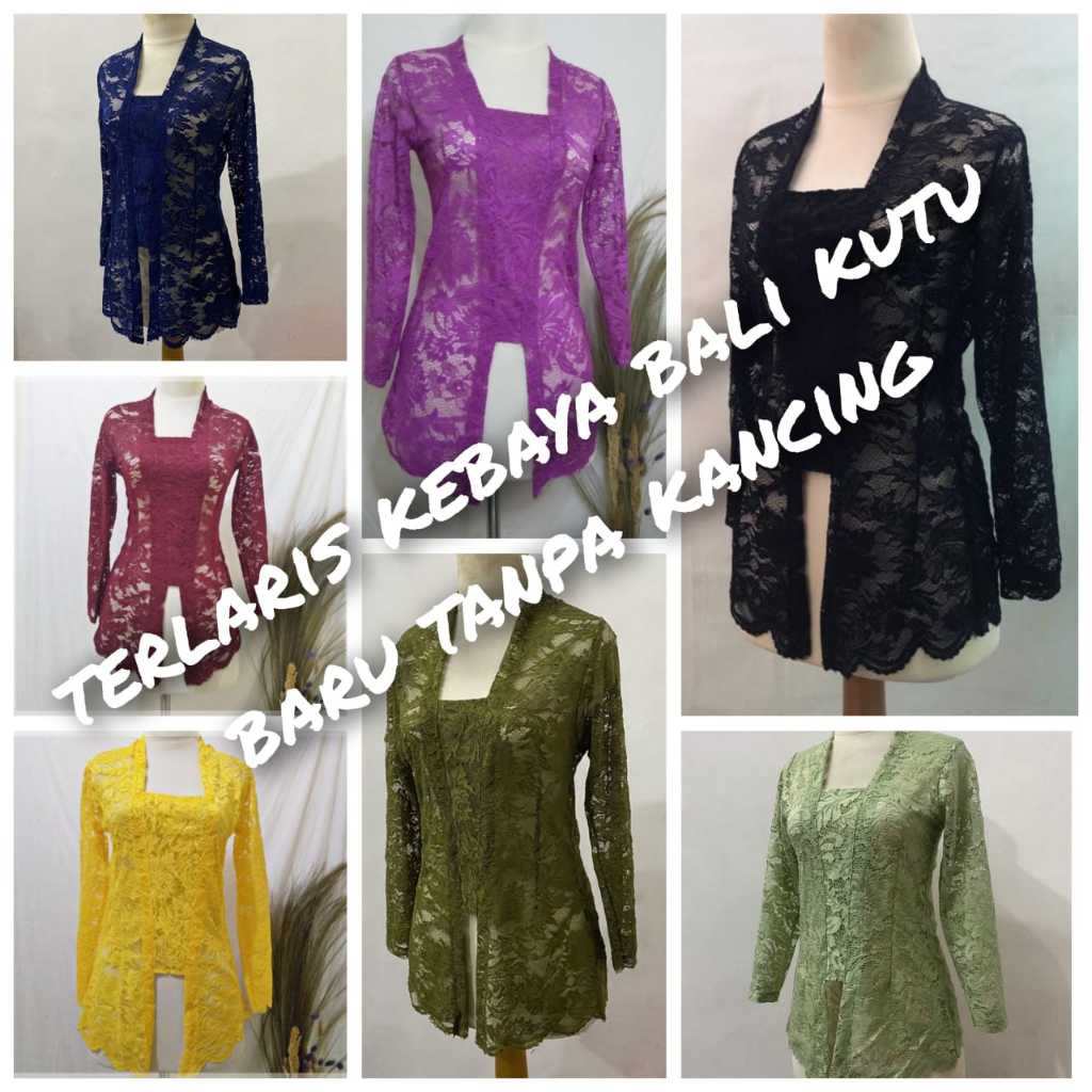 Kebaya Bali Brokat Sofia Lengan Panjang Gliter/kebaya brokat kutu baru  tanpakancing termurah/pakaia