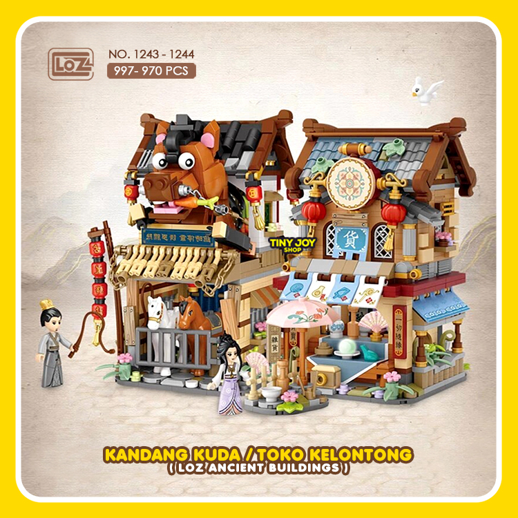 LOZ Bricks KANDANG KUDA / KELONTONG 1243 - 1244 Ancient Mini Block Mainan Balok Susun Edukasi Anak