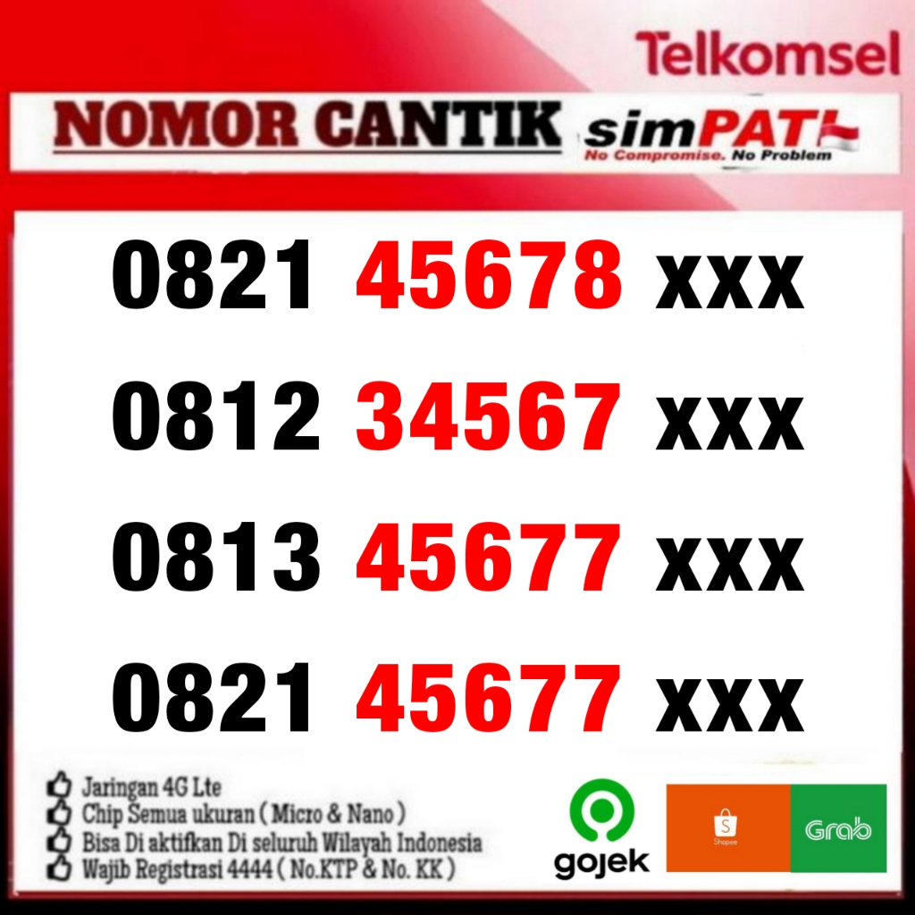 Kartu Perdana Nomor Cantik Telkomsel Simpati Kartu AS ABAB - 89 889 8889 88889 1922 - 10 Digit - 11 