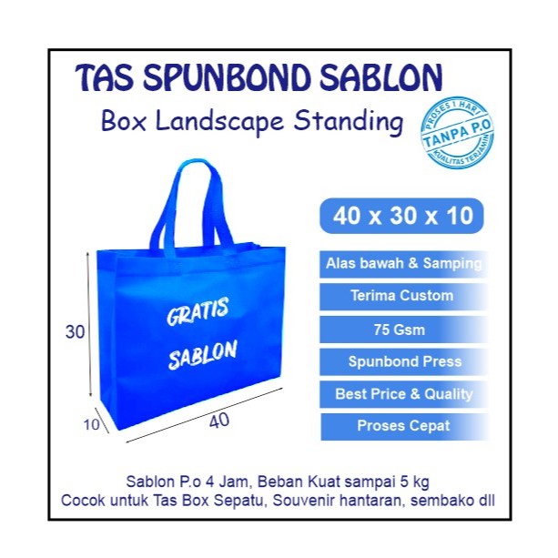 

40x30x10 Tas Spunbond Goodie bag standing Landscape / Tas Box Bag 35x25x10