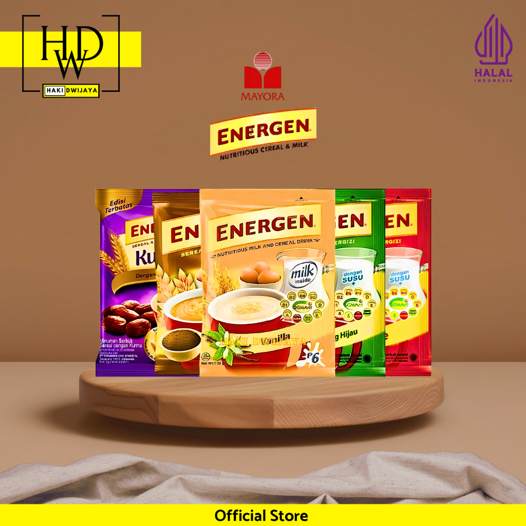 

Energen Minuman Sereal Bergizi Praktis, Sehat & Lezat untuk Sarapan & Energi Harian 30 gram x 10 Sachet