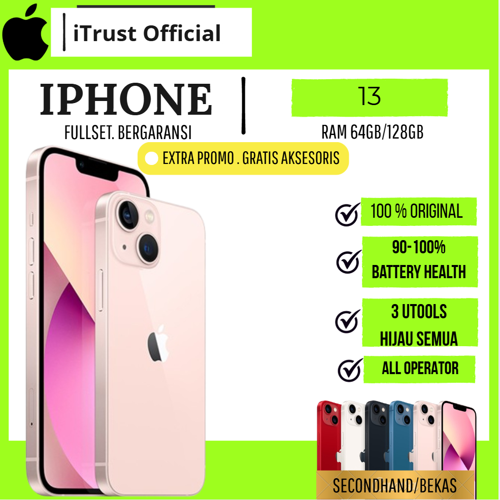 IPHONE 13 128GB 256GB SECOND FULLSET ORIGINAL MULUS NORMAL NO MINUS BERGARANSI