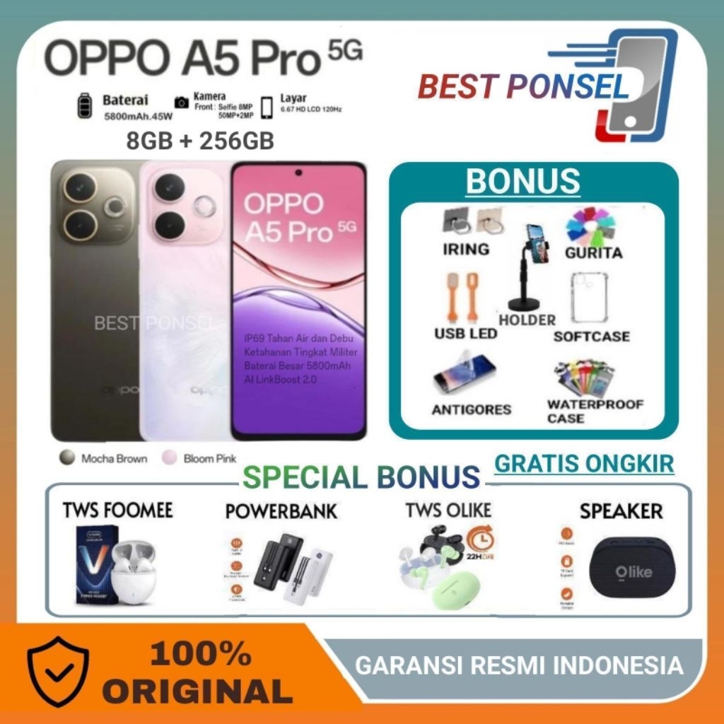 OPPO A5 PRO 5G NFC 8GB+256GB GARANSI OPPO INDONESIA