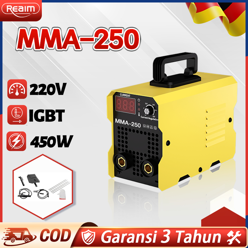 REAIM Mesin Las Inverter Mesin Las Listrik 450 Watt MMA 120A IGBT 450 Watt Mesin Las Mini Mesin Traf