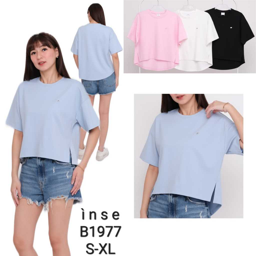 Baju Wanita Model Polos Bahan Katun Motif Kancing Kecil - INSE 1977 Biru, Pink, Putih, Hitam