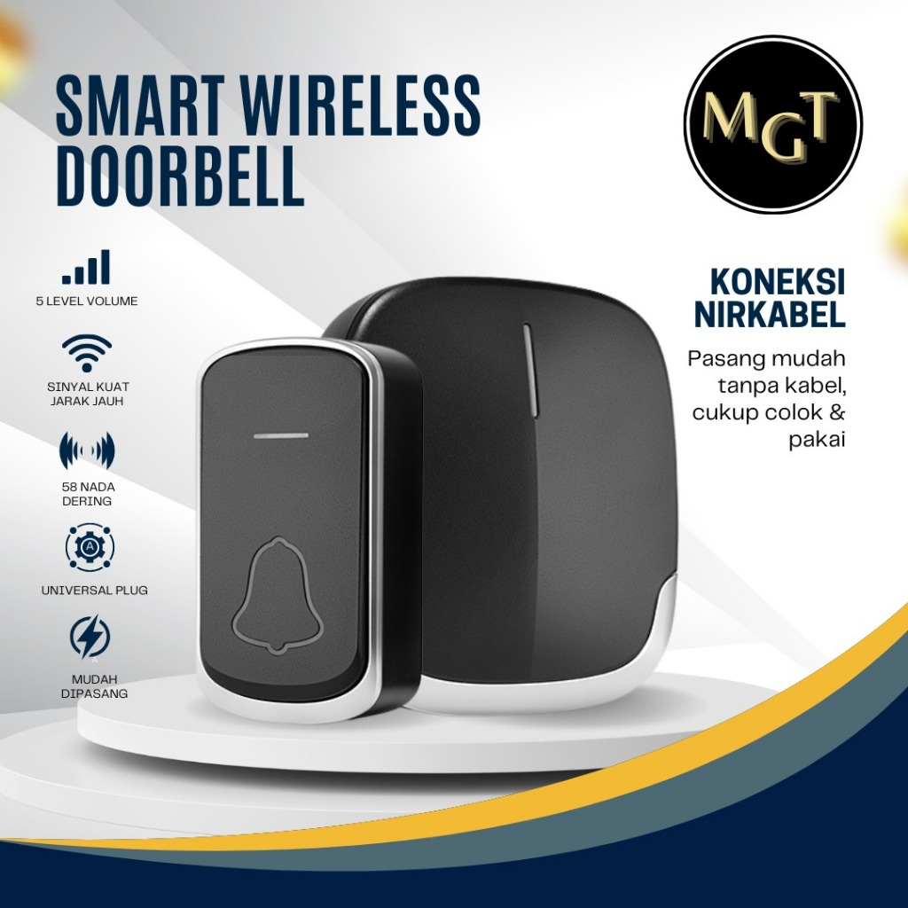 [MGT TRADING] Bel Rumah Pintu Wireless Listrik Otomatis Tahan Air Waterproof Outdoor Awet Nyaring