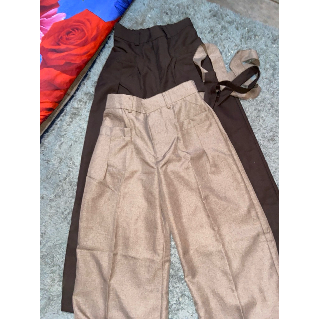 Preloved celana obi belt trousers loose pants highwaist