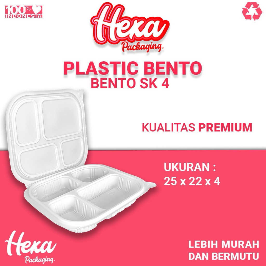 (25pcs) Meal Box sekat 4 / Bento box sekat 4 / Bagasse box bento sekat 4