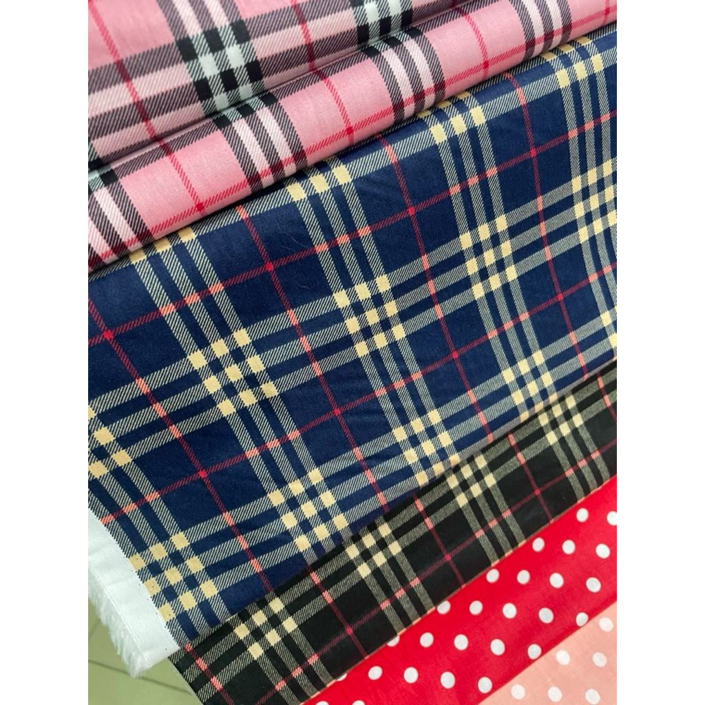 kain katun jepang motif kotak - kain katun jepang motif premium b