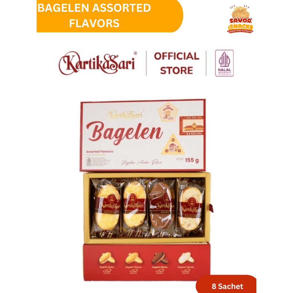

Bagelen Assorted Flavors 155 Gram Isi 8 Sachet