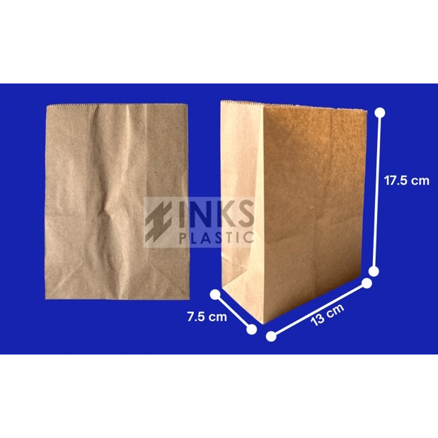 

ISI 100 - PAPER BAG 13 x 17,5 cm COKLAT ANTI MINYAK WRAPER BAG SOSBAG 13 ×17,5 COKLAT KANTONG KERTAS MAKANAN (100 PCS