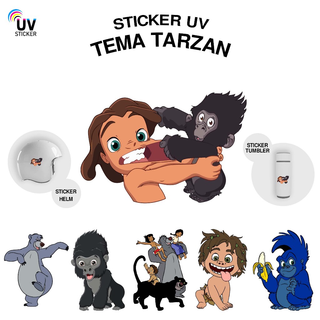 

STIKER UV - TEMA TARZAN | STICKER UV, STICKER MOTOR, STICKER MOBIL, STICKER HELM, STICKER TUMBLER, STICKER 3D, STICKER UV DTF BY UVSticker