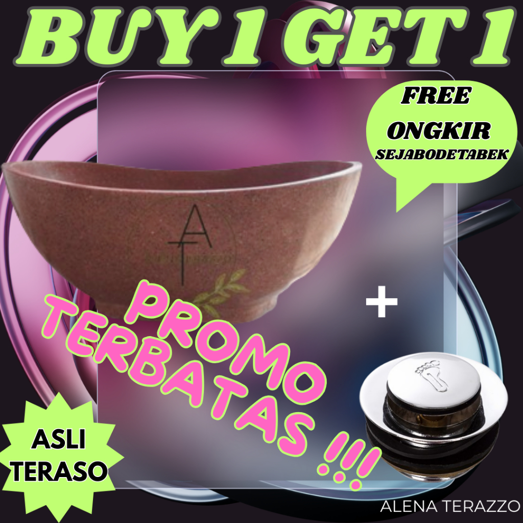 ALENA TERAZZO BATHTUB STANDING TERASO MARMER TYPE PERAHU COKLAT / BATHTUB DEWASA TERASO FREE ONGKIR