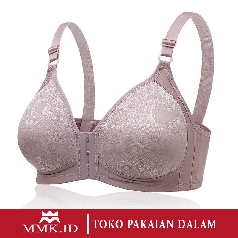Bra Sexy Motif Bunga Pengait Depan Cup Besar Bh Jumbo Busa Tipis Bahan Elastis Premium