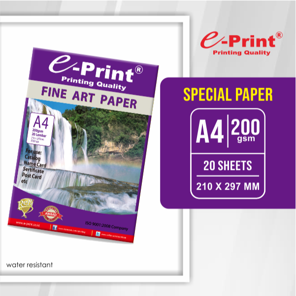 

E-Print Fine Art Paper A4 200 gsm / Kertas Fine Art Paper Eprint A4 200 gsm