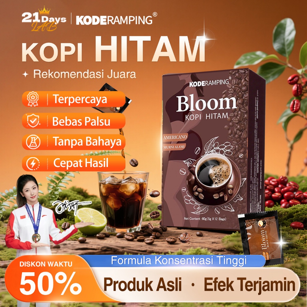 

KODERAMPING 21Days Coffee Americano-Bloom Kopi Hitam Arabika(12Sachet/Box) Halal