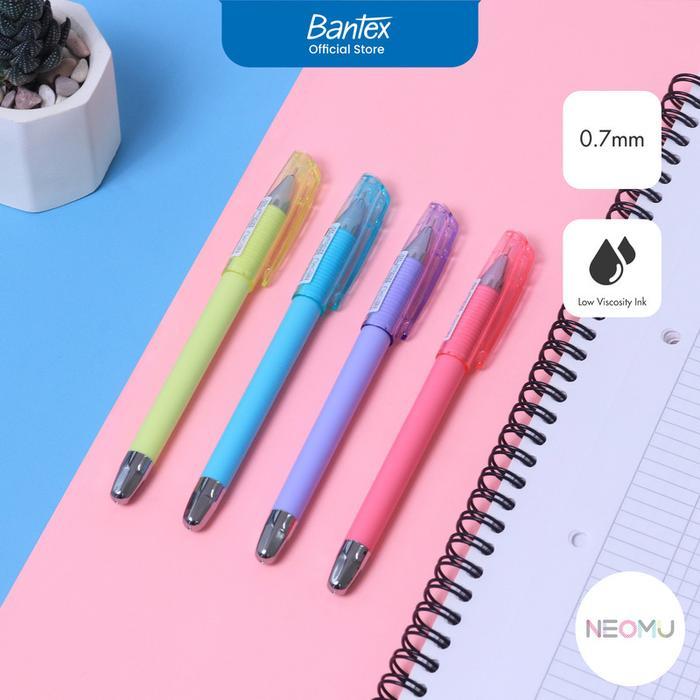 

Bantex Ballpoint Pen / Pulpen Pena 0.7 mm Tinta Black Low Viscosity Matte Grip Warna Pastel BG6103