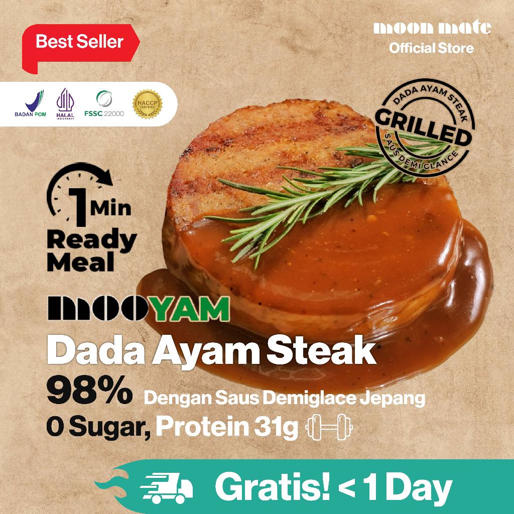 

[Moonmate Official] Dada Ayam MOOYAM Steak Protein 0 sugar Rendah Garam siap saji Reday to eat