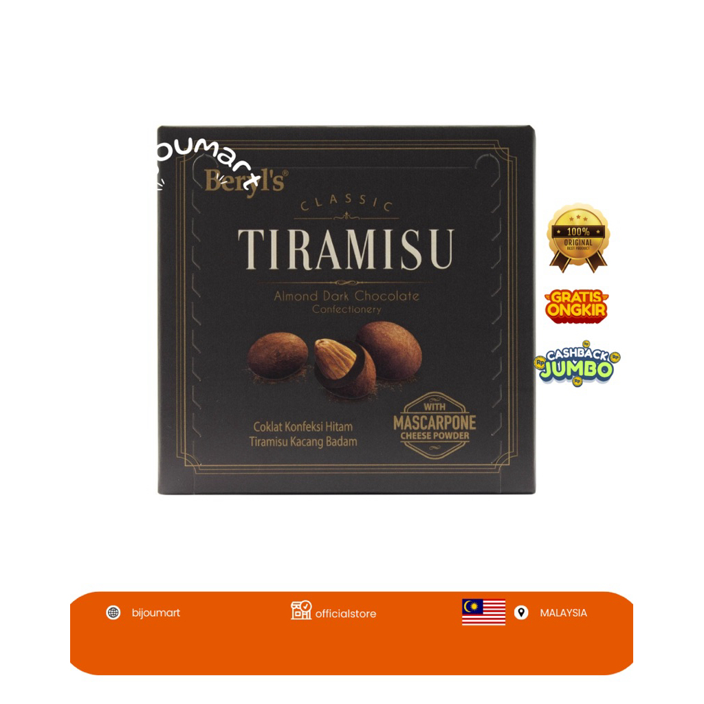 

[ MALAYSIA ORIGINAL ] BERYL’S CLASSIC TIRAMISU ALMOND DARK CHOCOLATE CONFECTIONERY ( 65 gr )