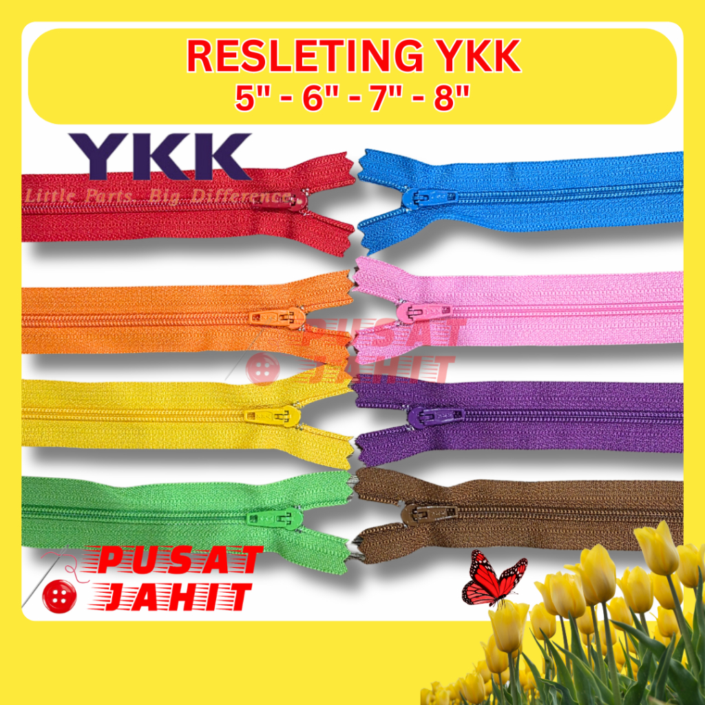 Resleting Kain YKK 5 6 7 8 inch Zipper YKK
