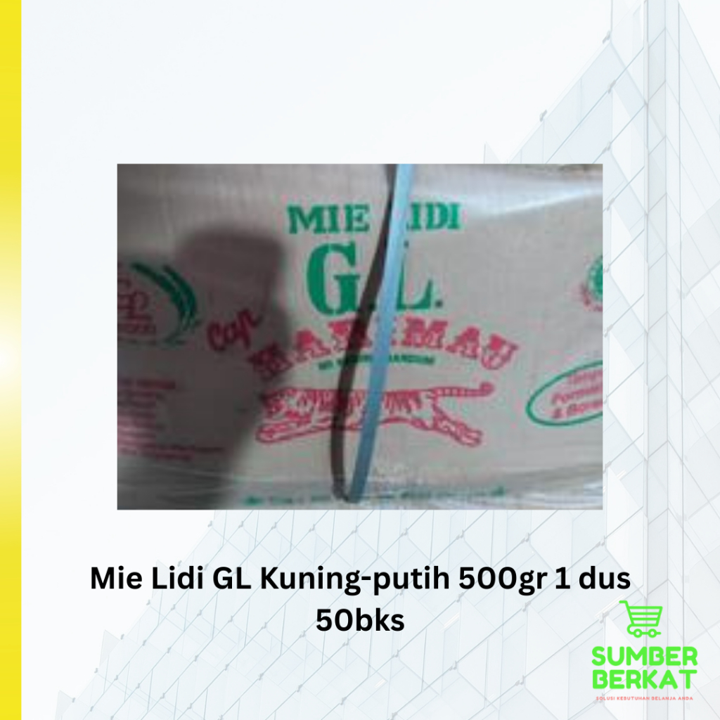 

1 Dus Mie Lidi GL Kuning-Putih 500gr isi 50bks