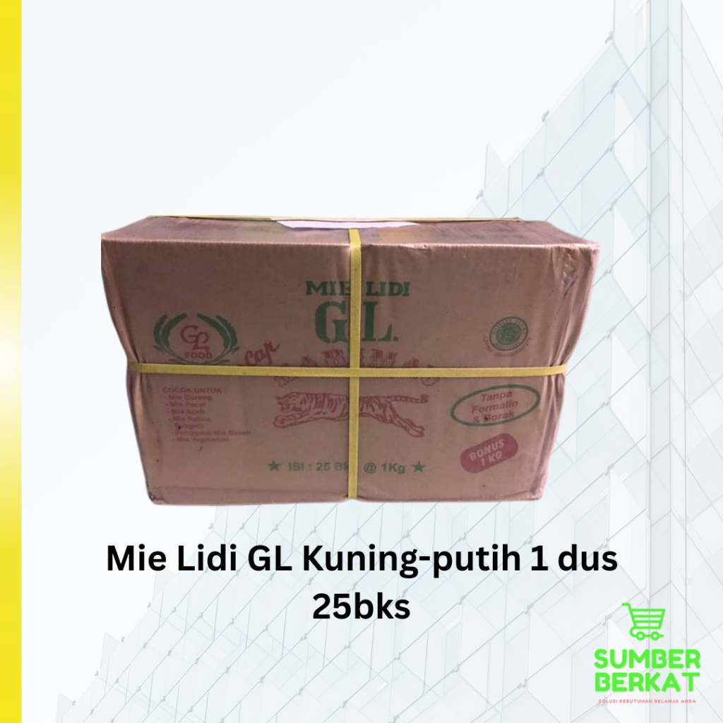 

1 Dus Mie Lidi GL Kuning-Putih 1kg isi 25bks