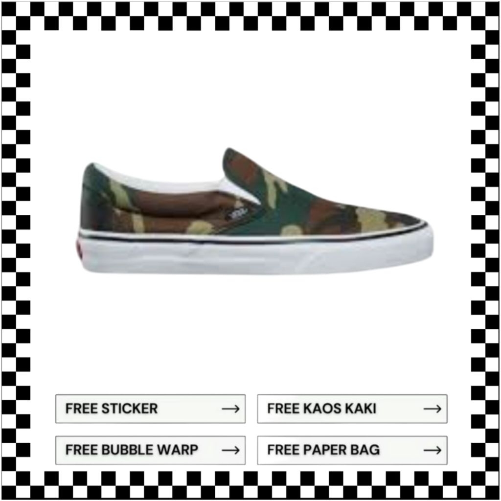Sepatu Slip On Woodland Camo 100% Original