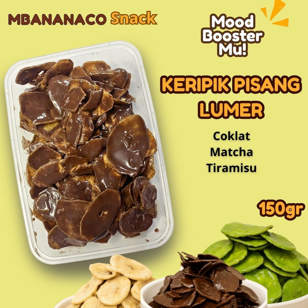 

MBANANACO - Keripik pisang coklat Matcha Tiramisu lumer 150gr BOX Cemilan Snack enak Banana Chips